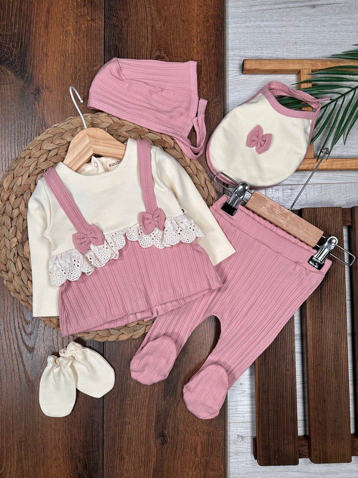  KAÇIRILMAYACAK ŞIKLIK: Fiyonk Detaylı Pudra Bebek Seti  - Görsel 2
