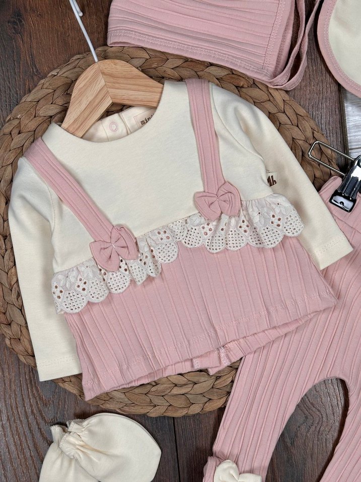  SINIRLI STOK: Fiyonk Detaylı Pudra Bebek Seti  - Görsel 3