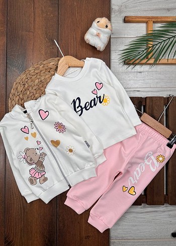 3 Parça Kız Bebek Takımı Alt Üst & Hırka 6-9 ay - Görsel 2