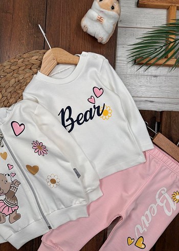 3 Parça Kız Bebek Takımı Alt Üst & Hırka 6-9 ay - Görsel 3