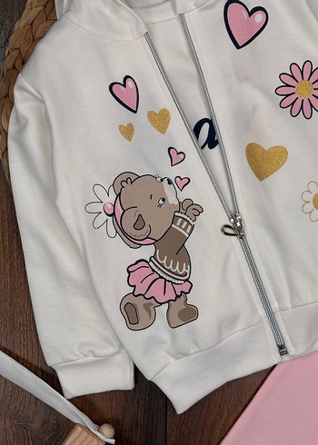 3 Parça Kız Bebek Takımı Alt Üst & Hırka 9-12 ay - Görsel 5