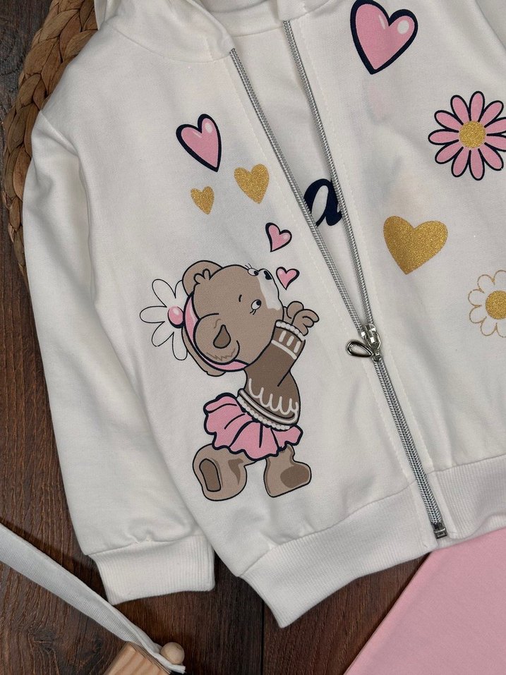 3 Parça Kız Bebek Takımı Alt Üst & Hırka 9-12 ay - Görsel 5