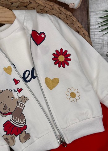 3 Parça Kız Bebek Takımı Alt Üst & Hırka 6-9 ay - Görsel 4