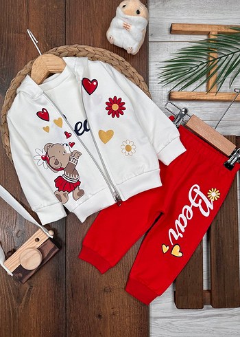 3 Parça Kız Bebek Takımı Alt Üst & Hırka 6-9 ay - Görsel 2