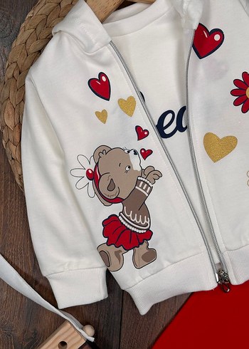 3 Parça Kız Bebek Takımı Alt Üst & Hırka 6-9 ay - Görsel 3