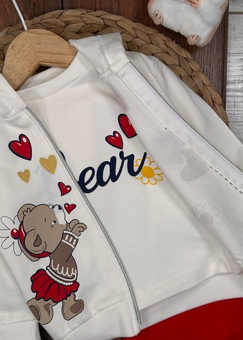 3 Parça Kız Bebek Takımı Alt Üst & Hırka 6-9 ay - Görsel 5