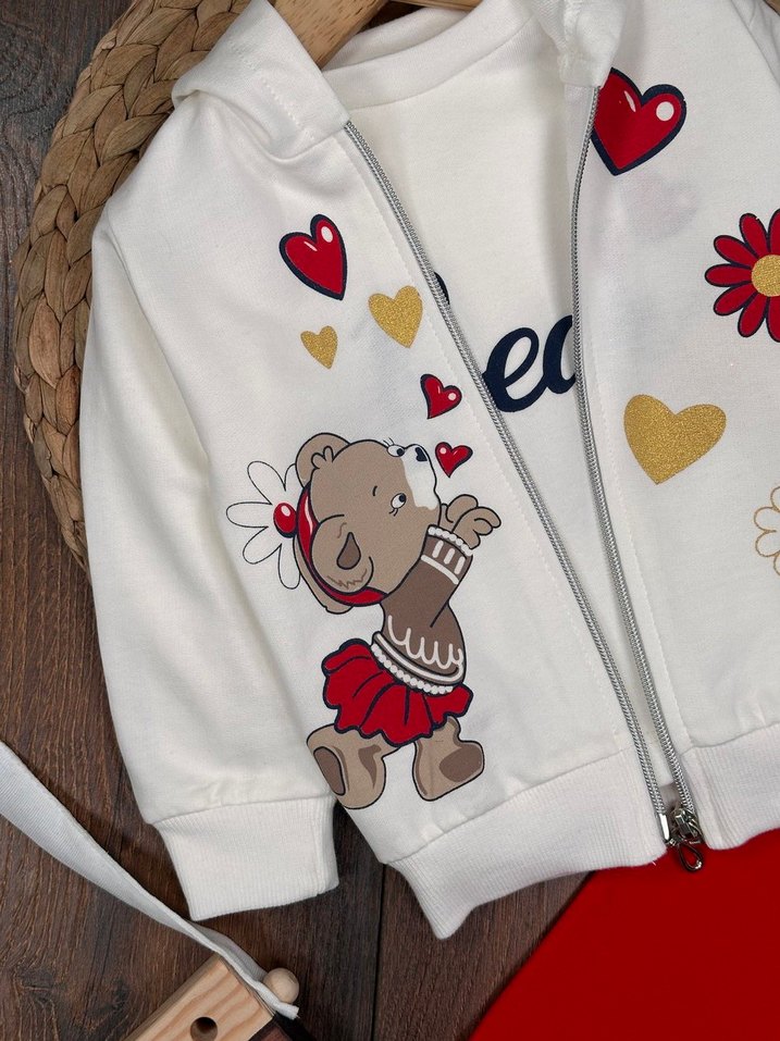 3 Parça Kız Bebek Takımı Alt Üst & Hırka 6-9 ay - Görsel 3