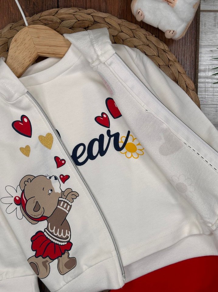 3 Parça Kız Bebek Takımı Alt Üst & Hırka 6-9 ay - Görsel 5