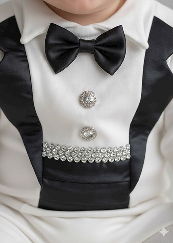 Papyonlu Pamuklu Erkek Bebek Tulum 1-3 ay - Görsel 2