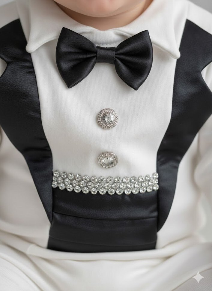 Papyonlu Pamuklu Erkek Bebek Tulum 1-3 ay - Görsel 2