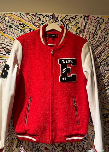 Nakışlı Kırmızı Kadın Bomber Ceket - Görsel 2