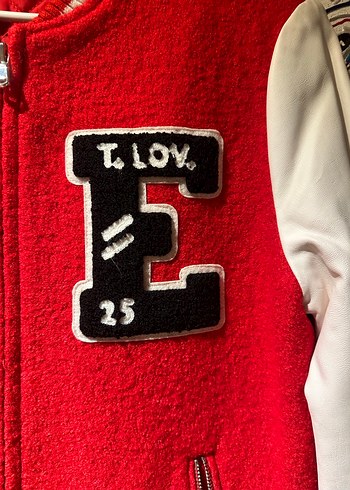 Nakışlı Kırmızı Kadın Bomber Ceket - Görsel 4