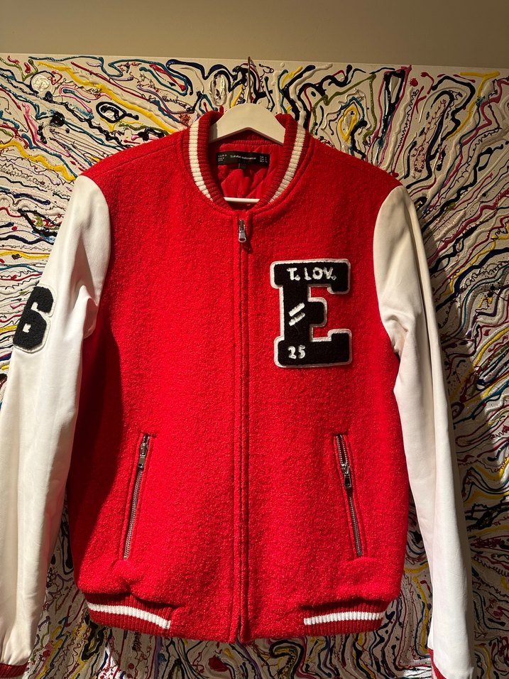 Nakışlı Kırmızı Kadın Bomber Ceket - Görsel 2