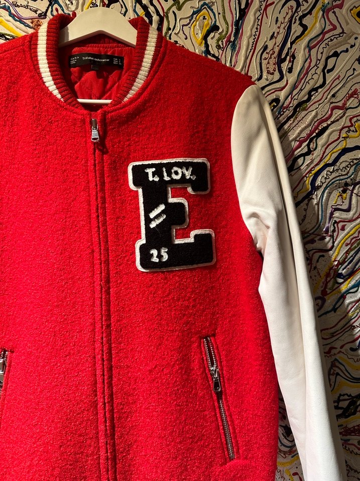 Nakışlı Kırmızı Kadın Bomber Ceket - Görsel 3