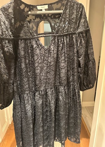 Siyah Desenli Bohem Uzun Elbise - Görsel 3