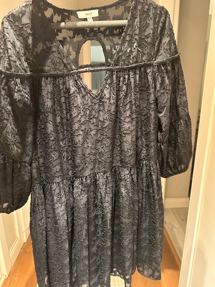 Siyah Desenli Bohem Uzun Elbise - Görsel 3