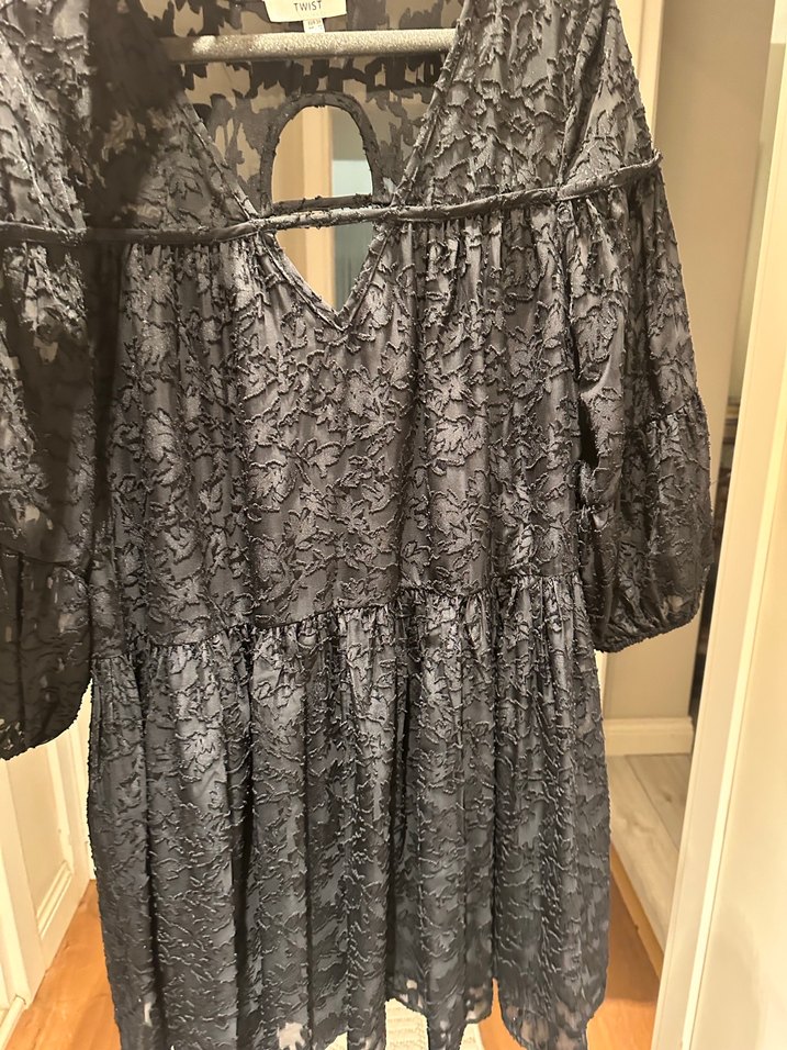 Siyah Desenli Bohem Uzun Elbise - Görsel 4