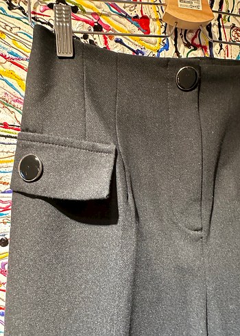 Kadın Siyah Kemerli Kumaş Pantolon - Görsel 3