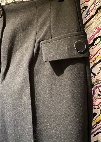 Kadın Siyah Kemerli Kumaş Pantolon - Görsel 2