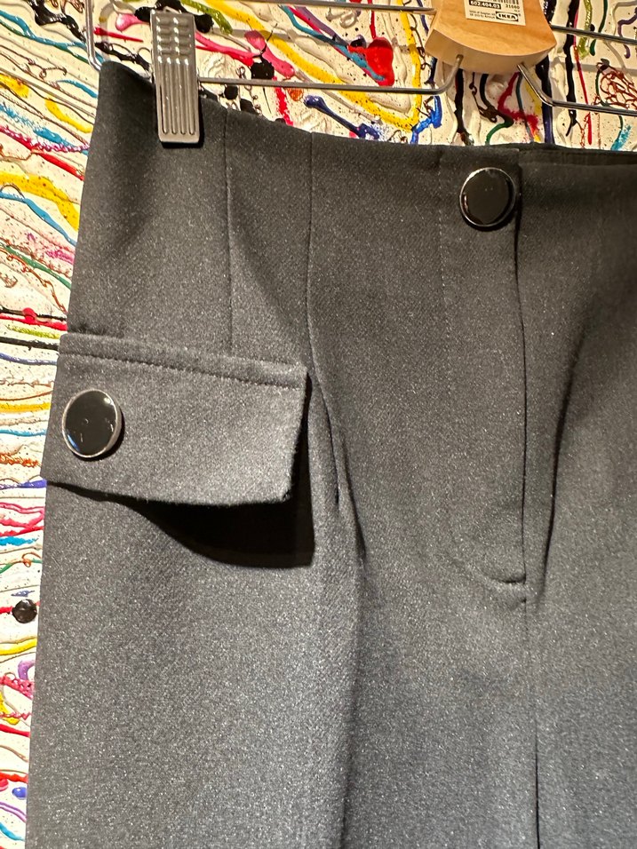 Kadın Siyah Kemerli Kumaş Pantolon - Görsel 3