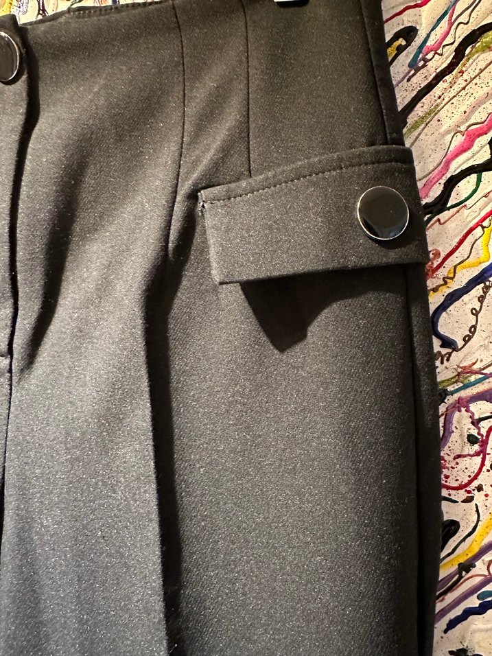 Kadın Siyah Kemerli Kumaş Pantolon - Görsel 2