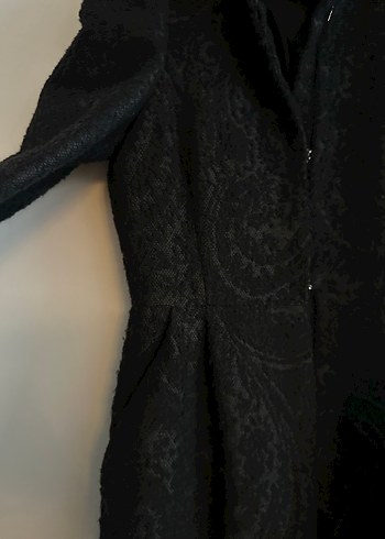 Düğmeli Siyah Midi Gotik Kadın Kaban - Görsel 12