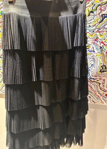 Kadın Gri Pilili Uzun Etek - Görsel 4