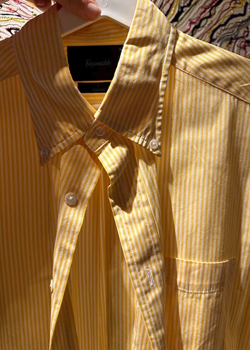 Pilise Detaylı Sarı Erkek Gömlek - Görsel 4