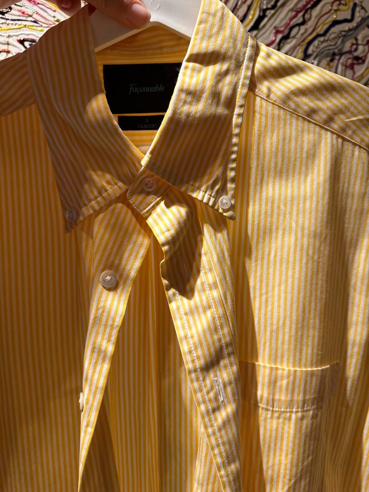 Pilise Detaylı Sarı Erkek Gömlek - Görsel 4