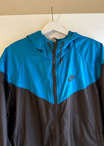 Erkek Mavi Siyah Nike Kapüşonlu Rüzgarlık - Görsel 4