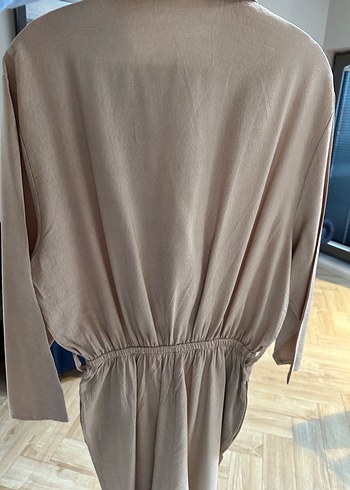 Bej Keten Kumaşlı Kadın Tulum - Görsel 5