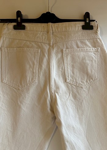 Beyaz Keten Kadın Regular Fit Pantolon - Görsel 7