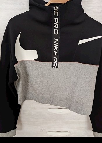 Nike Pro Gri Fermuarlı Yarım Balıkçı Sweatshirt - Görsel 4