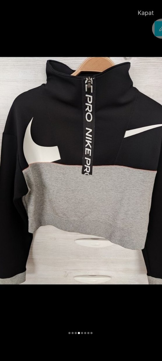 Nike Pro Gri Fermuarlı Yarım Balıkçı Sweatshirt - Görsel 4