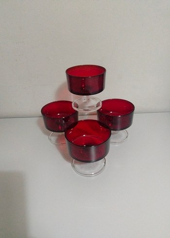 Fransız Ayaklı 4'lü Dondurmalık Cam Kase - Görsel 16