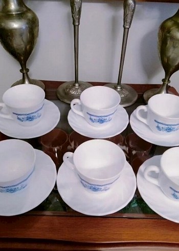 Mavi Desenli Porselen Çay Fincan Takımı - Görsel 7