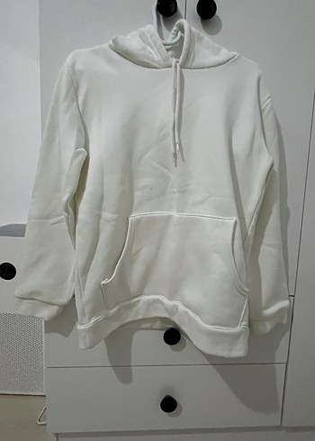 Beyaz Kapüşonlu Kadın Sweatshirt