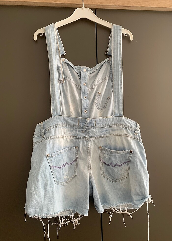 Jean Şort salopet - Görsel 3