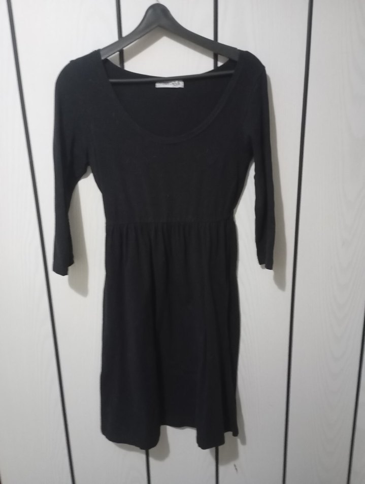 Siyah Çeyrek Kol Elbise - Görsel 2