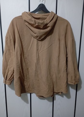 On Fashion Camel Keten Fermuarlı Kapüşonlu Ceket