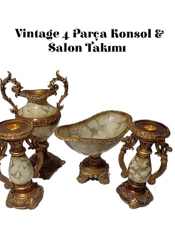 Vintage 4 Parça Konsol & Salon Takımı