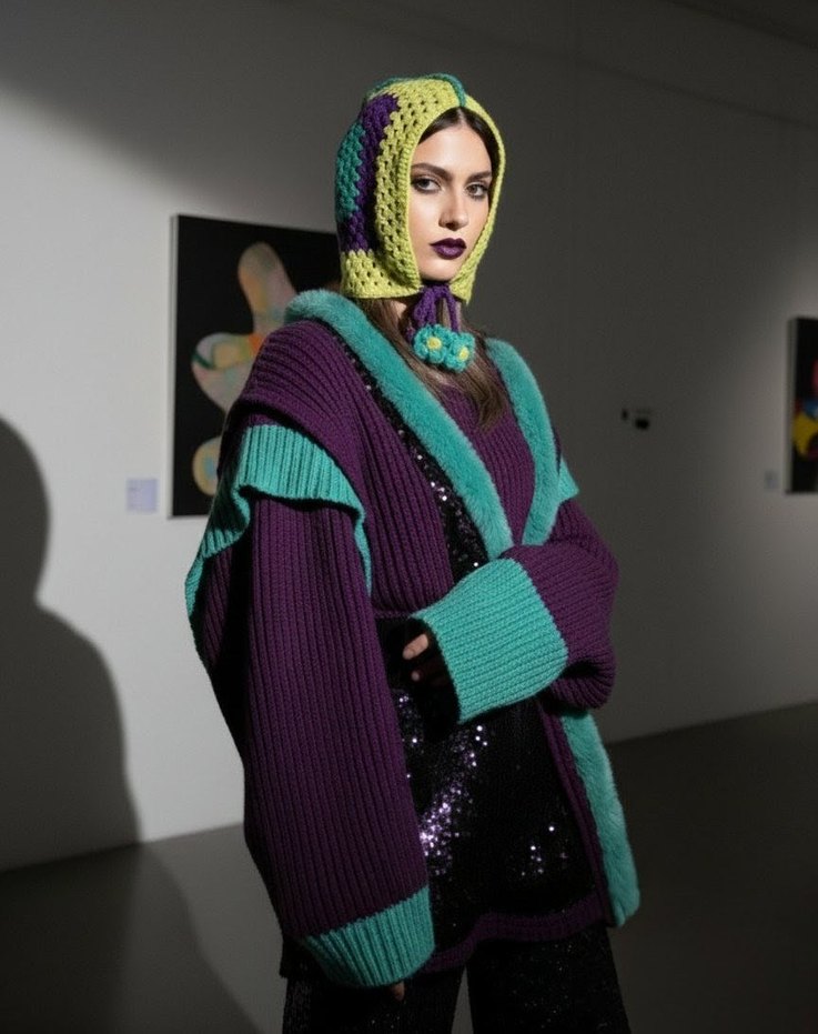 Granny Square Bağlamalı Bonnet - Görsel 2