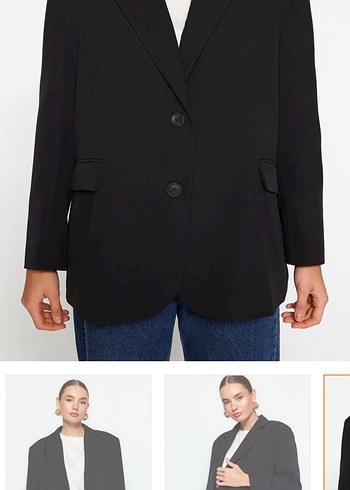 Kadın Siyah Düğmeli Normal Kesim Blazer Ceket