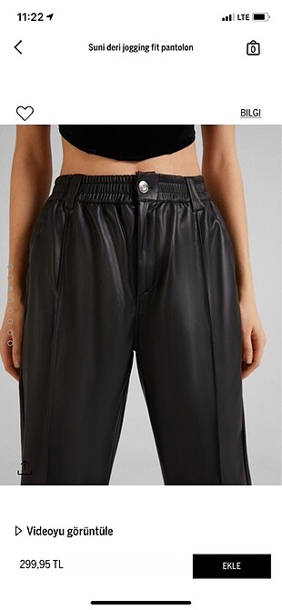 Bershka deri jogger siyah pantolon