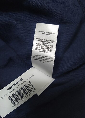 15-16 Yaş Beden National Geographic kapüşonlu sweatshirt
