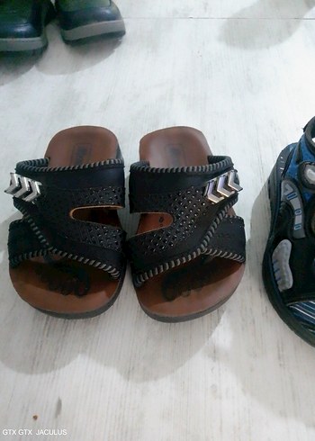 Erkek Çocuk Mavi Baskılı Tokalı Terlik sandalet - Görsel 4