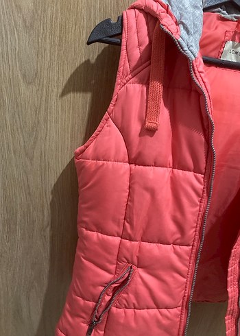 Fermuarlı, Kapüşonlu Pembe Kadın Yelek - Görsel 3