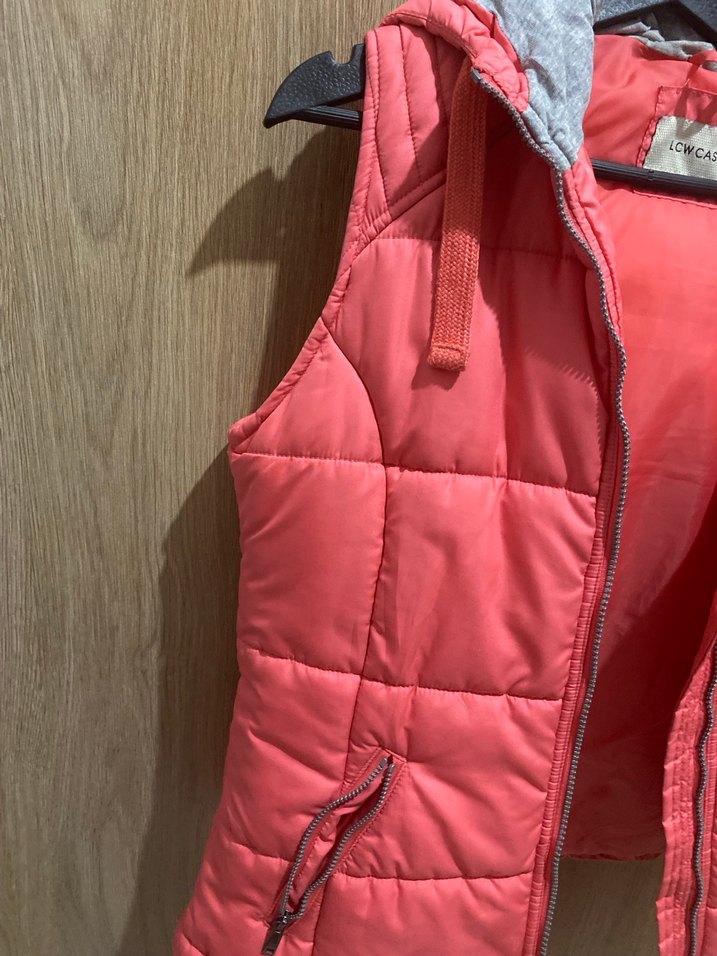 Fermuarlı, Kapüşonlu Pembe Kadın Yelek - Görsel 3