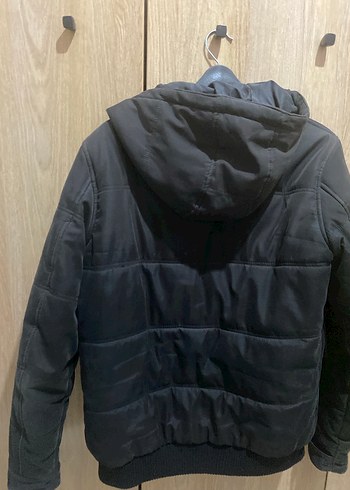 Düğmeli Siyah Erkek Kapüşonlu Ceket - Görsel 6