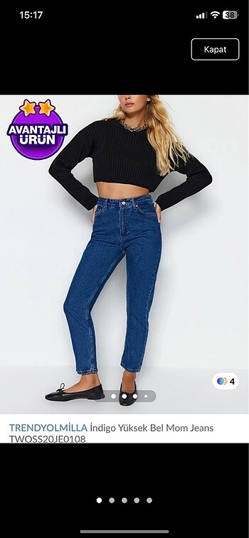 40 Beden Trendyolmilla Mom jean